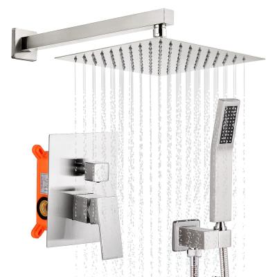 China Without Slide Bar OED/ODM WR Bathroom Bath Rainfall Top Shower Wall Mounted Shower Faucets Concealed Mixer Shower System Faucet Sets for sale