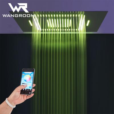 China With Slide Bar LED Shower System In The Wall Hidden Shower Mixer Valve LED Music Rain Spray Over The Waterfall Top Luxury Main Shower for sale