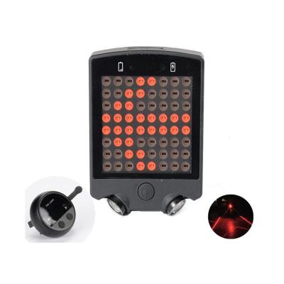 China New Arrival 64 LED Wireless Remote Bike Rear Warning Safety Light Laser Wireless Rear Tail Lights USB Rechargeable Bike Turn Signals Safety Warning Light Lamp for sale