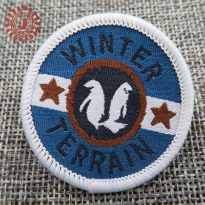 China Private Nickel Free Cheap Textile Woven Label School Cloth Label Patch Kids Garment Shoe Bag Apparel Sew On Crest Uniform Badge for sale