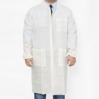 China Disposable and Without Sterilization Lab Nonwoven Cheap White Disposable Coats and Jackets for Medical for sale