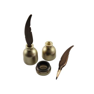 China TM-ES5208 Cosmetics Feather Shape Eyeliner Gel Bottle Empty Eyeshadow Paste Case With Brush Applicator for sale