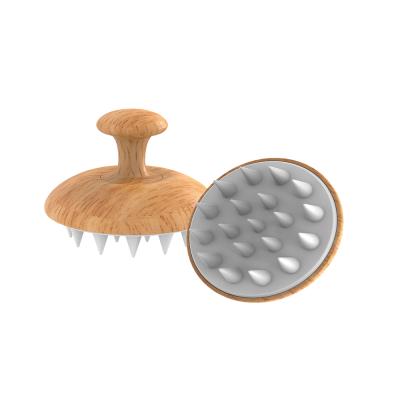 China Hot Sale TPR Massager 2020 Wooden Handle Hair Washing Comb Scalp Massager Shampoo Brush Waterproof Eco-Friendly for sale