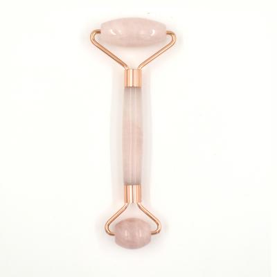 China 2020 Hot Selling Anti-Puffiness Rose Quartz Jade Stone Natural Roller Skin Tightening Portable Facial Massager Beauty Tool for sale