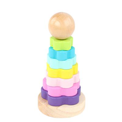 China Play new design Wooden Educational flower block tower toy for sale