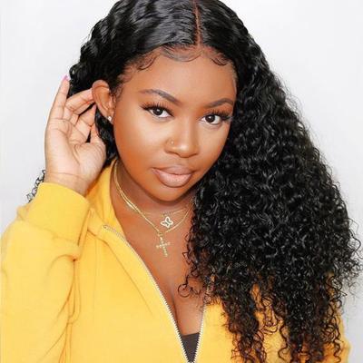 China Free Shipping Deep Wave Human Hair Wigs 4X4 Brazilian Mink Virgin Human Hair Kinky Curly Wigs Deep Wave Curly Wigs With Baby Hair for sale