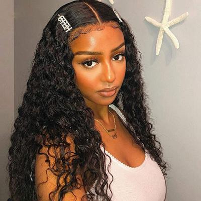 China Wholesale 32 40 Inch Virgin Human Hair 360 Lace Front Wigs Deep Water Wave Peruvian Transparent Lace Front Wig For Women for sale