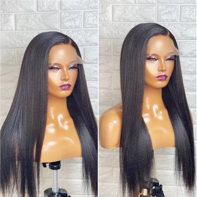 China Cheap Peruvian Virgin Human Hair Yaki Grade 12a 13*6 Lace Front Wigs Pre Plucked Curly Straight Hd Lace Frontal Wig With Baby Hair for sale