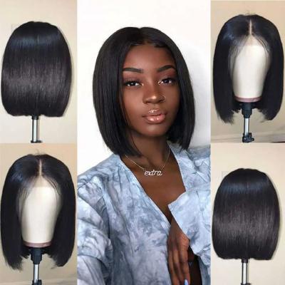 China Factory Price Straight Bob Human Hair Wigs Straight 4X4 Lace Front Malaysian Bob Wigs Straight Short Bob Lace Front Wigs Closure for sale