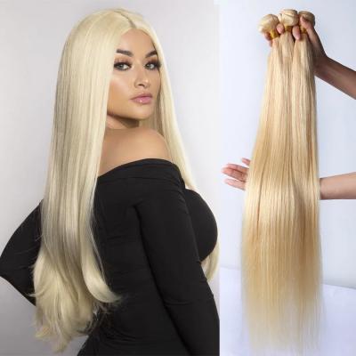 China Silky Straight Blonde Wave Factory Price 613 Hair Bundles With Weft 8-30 Inch Straight Remy Human Hair Double Frontal Brazilian Hair Weave Machine for sale