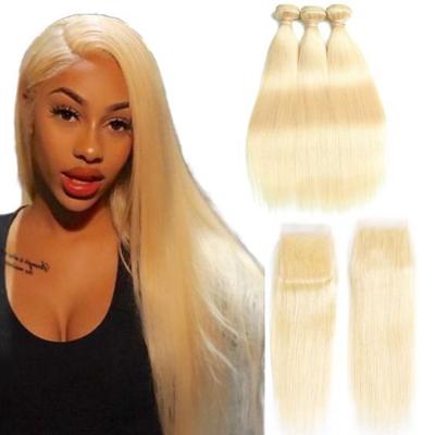 China Silky Straight 613 Long Straight Hair Bundles With Closure Hair Bundles Cuticle Aligned Virgin Human Hair Straight Hair Bundles for sale