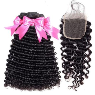 China Deep Wave Virgin Hair Extension Vendors 40 Inch Real Hair Weft Wave Bundles Deep Curly Double Hair Bundles for sale