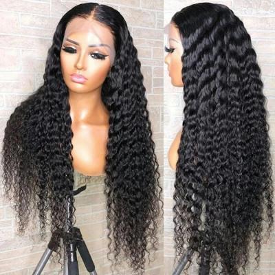 China Wholesale Cheap Deep Wave Wig Deep Curly Raw Virgin Hair Cuticle Aligned Human Hair Front Lace Wigs Brazilian Hair 13x4 Lace Frontal Wigs for sale