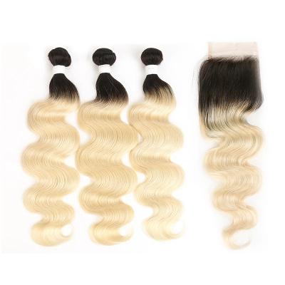 China High Quality Body Wave Cuticle Aligned Hair 1B 613 Body Wave Hair Extensions 100% Peruvian Remy Hair Double Machine Weft Bundles for sale