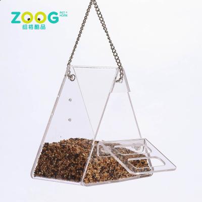 China Sustainable Transparent Acrylic Bird Feeder Hanging Supplies for sale