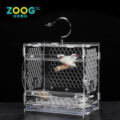 China Sustainable High Quality Custom Clear Portable Acrylic Outdoor Hanging Bird Cage for sale