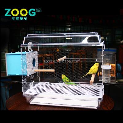 China Breathable Clear Pet Cage Acrylic Bird Cage For Parrot for sale