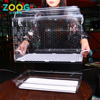 China Breathable Catwell Clear Pet Cage Acrylic Bird Cage For Parrot for sale