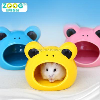 China Hot Selling New Product Viable Pet House Small Frog Shaped Hamster Ceramic Nest for sale