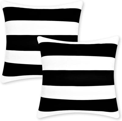 China Removable Cover Cotton Canvas Square Pillow Cover Cushion Stripe Throw Home Decorative Pillowcase for sale