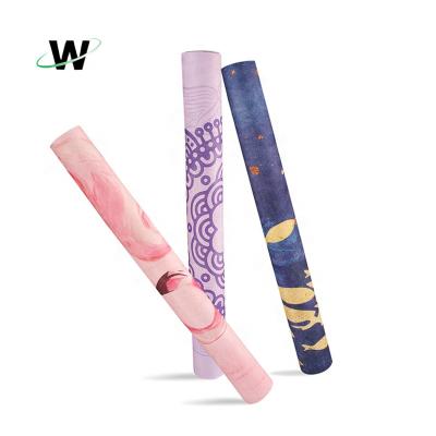 China Customized Durable Cork+Rubber Pattern Printing Thick Foldable Fitness Travel Suede Rubber Yoga Mat for sale