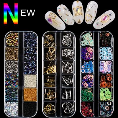 China Nail Art Decoration 39 Designs Mixed Diamond Jewelry Decals Nail Art Rhinestone Crystal Designs 3d Shinny Nail Decorations for sale