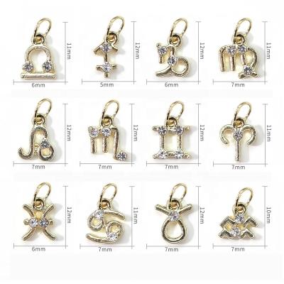 China Nail Art Charms Pendant Design 3D Alloy Constellation Nail Art Decoration Paso Sico 12 Dangle Charms For Shiny Manicure Decoration Supplies for sale