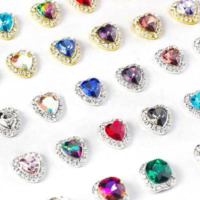 China Popular Place Extremely Shiny Diamond Alloy Nail Supplies Paso Sico Charm Heart Rhinestones For Press On Nail Designs for sale