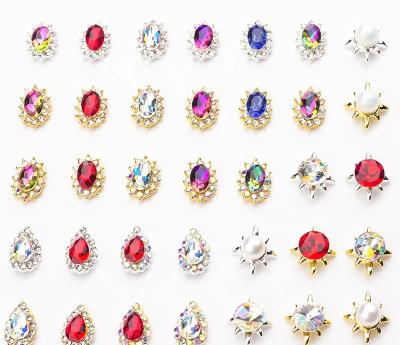 China Glass Fancy Nail Art Accessories Diamond Claw Oval Teardrop Rhinestones Metal Shimmer Stone Art Decoration Paso Sico 3D Nail for sale