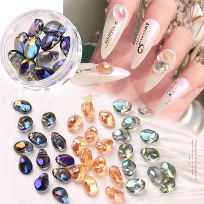 China Nail Art Decoration Paso Sico 12pcs/Box Sparkle Crystal Stone Irregular AB Effects Head Back Nail Art Drill Decoration Mixed Stone Set for sale