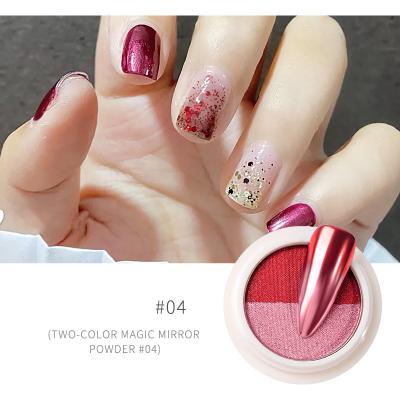 China New Style Extremely Shiny Dye Color Mirror Effect Laser Deco Nail Art Powder For Salon Home Double Use for sale