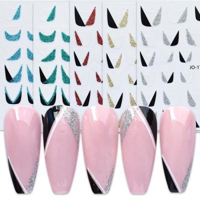 China Nail Art Decoration Paso Sico 12 Colors Popular French Design Glitter Shiny Sparkle New Colorful Self Adhesive Nail Art Sticker for sale