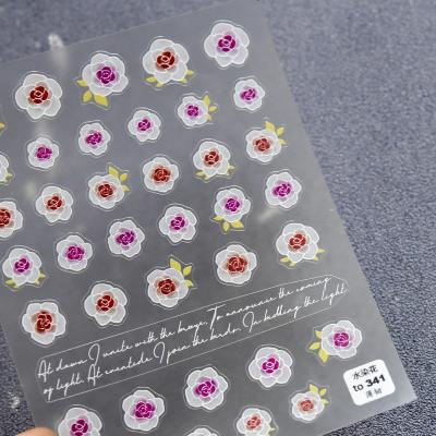 China Paso Sico New Design Extremely Glossy Water Paint Flowers Glossy Adhesive Nail Art Decals Wrap Flower DIY English Letter For Lady Wedding Decor for sale