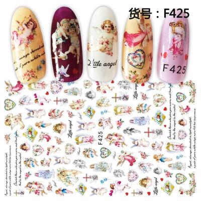 China Paso Sico F Series F409-438 Extremely Shiny Corner Flowers Nail Art Decals Cartoon 3D Manicure Applique Nail Stickers For Nail Decoration for sale