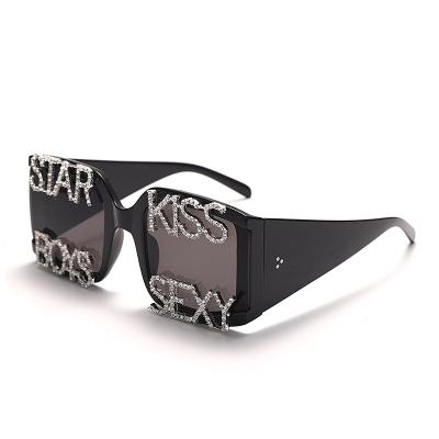 China Oversized Sunglasses Diamond Word Fashion Sunglasses Newest 2021 Handmade Women Fashion Sunglasses for sale