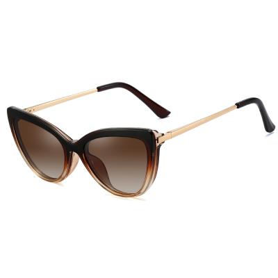 China Newest Fashion Sunglasses Cat Eye Anti Blue Light Lenses Frame Magnetic Clip On Polarized Sunglasses 2022 for sale