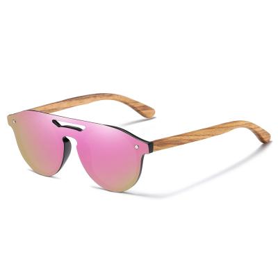 China Fashion Sunglasses High Quality Colorful Mirror One Piece Sun Lenses Shape Men Women Polarized Wooden Sunglasses 2021 for sale