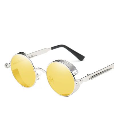 China High Quality Round Men Sunglasses Steampunk Vintage Retro Round Mirrored Sunglasses UV400 Polarized for sale