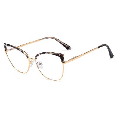 China High Quality Fashion Metal Spring Hinges Cat Eye Blue Light Blocking Glasses Shape Women Optical Frame Glasses for sale