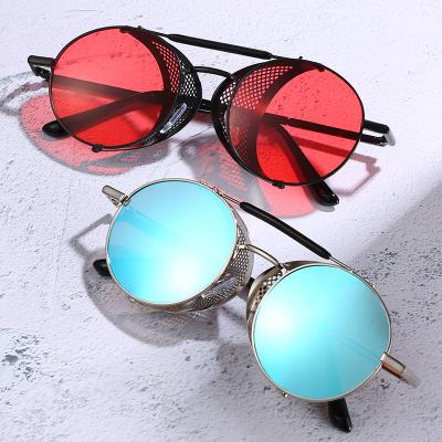 China Double Pilot Sunglasses Vintage Punk Bridges Mirror Lens Steampunk Sunglasses Protect Metal Fashional Women Sunglasses Men CE UV400 PC for sale