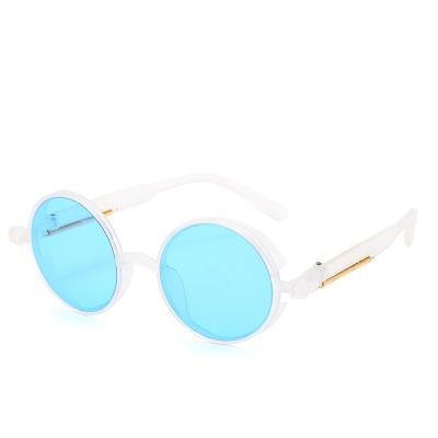 China Punk Vintage Metal Spring Arms Mirrored Round Sunglasses Cheap Plastic Steampunk Sunglasses for sale