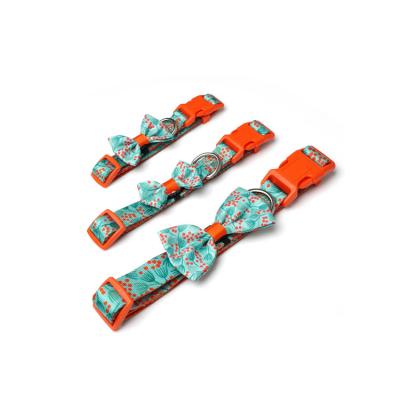 China Custom Guaranteed Adjustable Cute Unique Quality Dog Collars Manufacturers With Bow Knot for sale