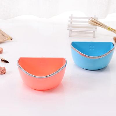 China Stored Rabbit Food Container Anti-Sharp Semicircular Blue Customized Portable Pet Food Bowl for sale