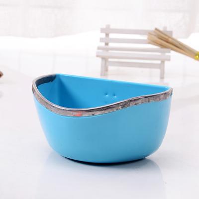 China New Design Stored Blue Semicircular Container Can Be Fixed Food Pet Rabbit Plastic Bowls for sale