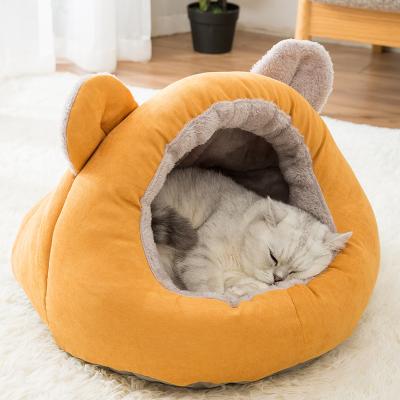 China Wholesale Breathable Pet Nest Deep Sleep Slippers Four Seasons Removable Washable Universal Cat Nest Partially Enclosed Cages for sale