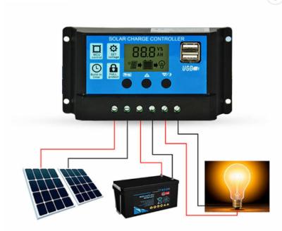 China Intelligent Solar Charger Controller 12v 24v 10a 20a 30a LCD Display PWM Charger Controller for sale