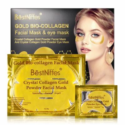 China Wholesale BESTNIFFES Moisturizing Cream 24k Gold Crystal Collagen Hydrating Moisturizing Firming Eye Mask and Facial Mask Set for sale