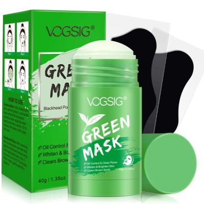 China VOGSIG Moisturizer Nose Corrector Blackhead Remover Strips and Clay Mud Green Tea Oil Control Mask Stick Cleansing Solid Face Mask for sale