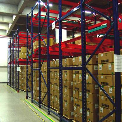 China Collapsible Top Push Back Mobile Shelving System Warehouse Pallet Shelving Rack for sale