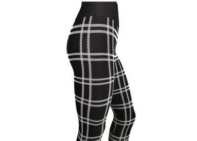 China Black And White Prep Plaid Womens Seamless Leggings Mid Waist for sale